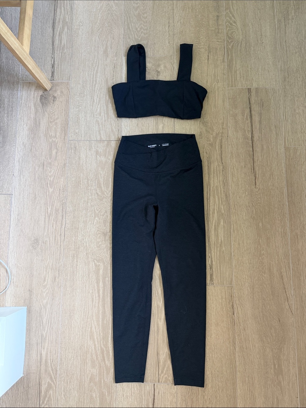 Old Navy Black High-Waist Leggings with Matching Crop Tank Top
